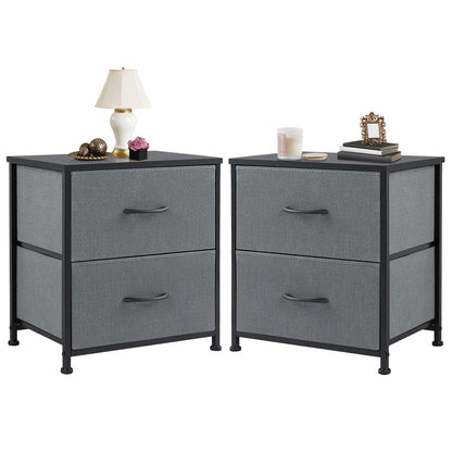 Nightstand, Bedside Table - 2 Fabric Drawers