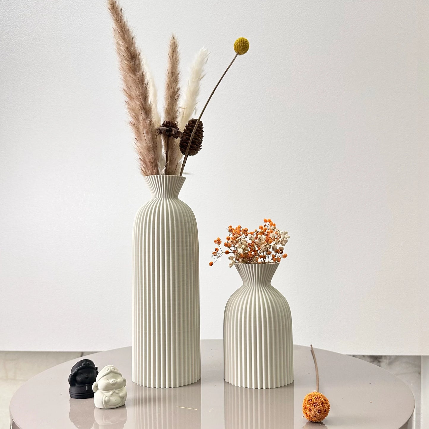 2-Piece Set of Wavy Pattern Art Dry Vase, Dried Flower Vase, Suitable for Home Desktop Decoration Vase, Foyer Decoration Vase, Dried Flower Vase, Office Decoration Vase Ornament, Best Holiday Gift