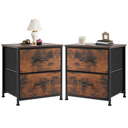 Nightstand, Bedside Table - 2 Fabric Drawers