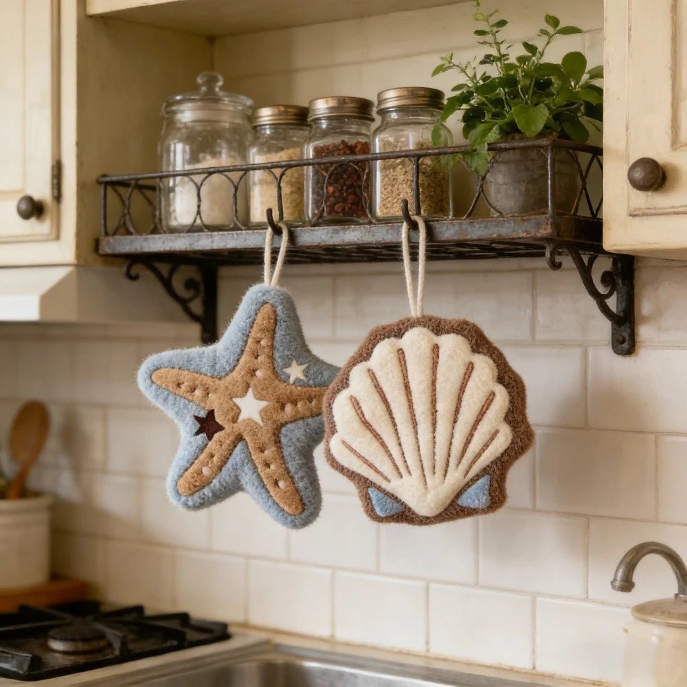 Coastal Tide - Ocean Shell & Starfish Hand Towel - Urban Alcove
