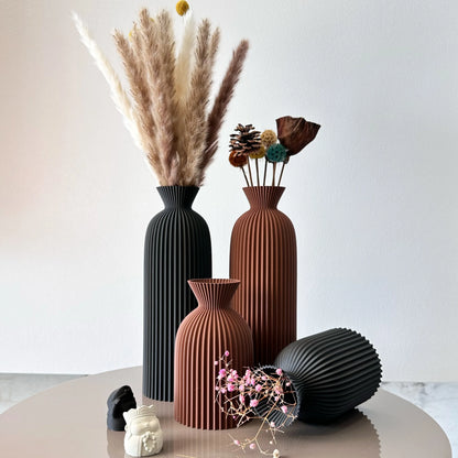 2-Piece Set of Wavy Pattern Art Dry Vase, Dried Flower Vase, Suitable for Home Desktop Decoration Vase, Foyer Decoration Vase, Dried Flower Vase, Office Decoration Vase Ornament, Best Holiday Gift