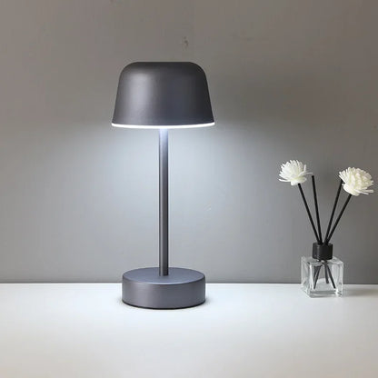 Modern Mushroom Table Lamp - Cordless, Rechargeable LED Metal Desk Lamp, Minimalist Portable Art Light