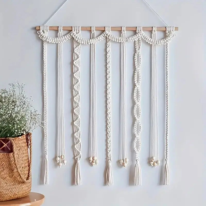 Boho Photo Display Clip Handmade Exquisite Tassel Wall Hanging Decoration Photograph Storage Tool with 20 Wooden Clips