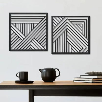 Iron Wall Art Mid Century Geometric Metal Waterproof Sculpture for Home Living Room Hanging Decor Gold Gift