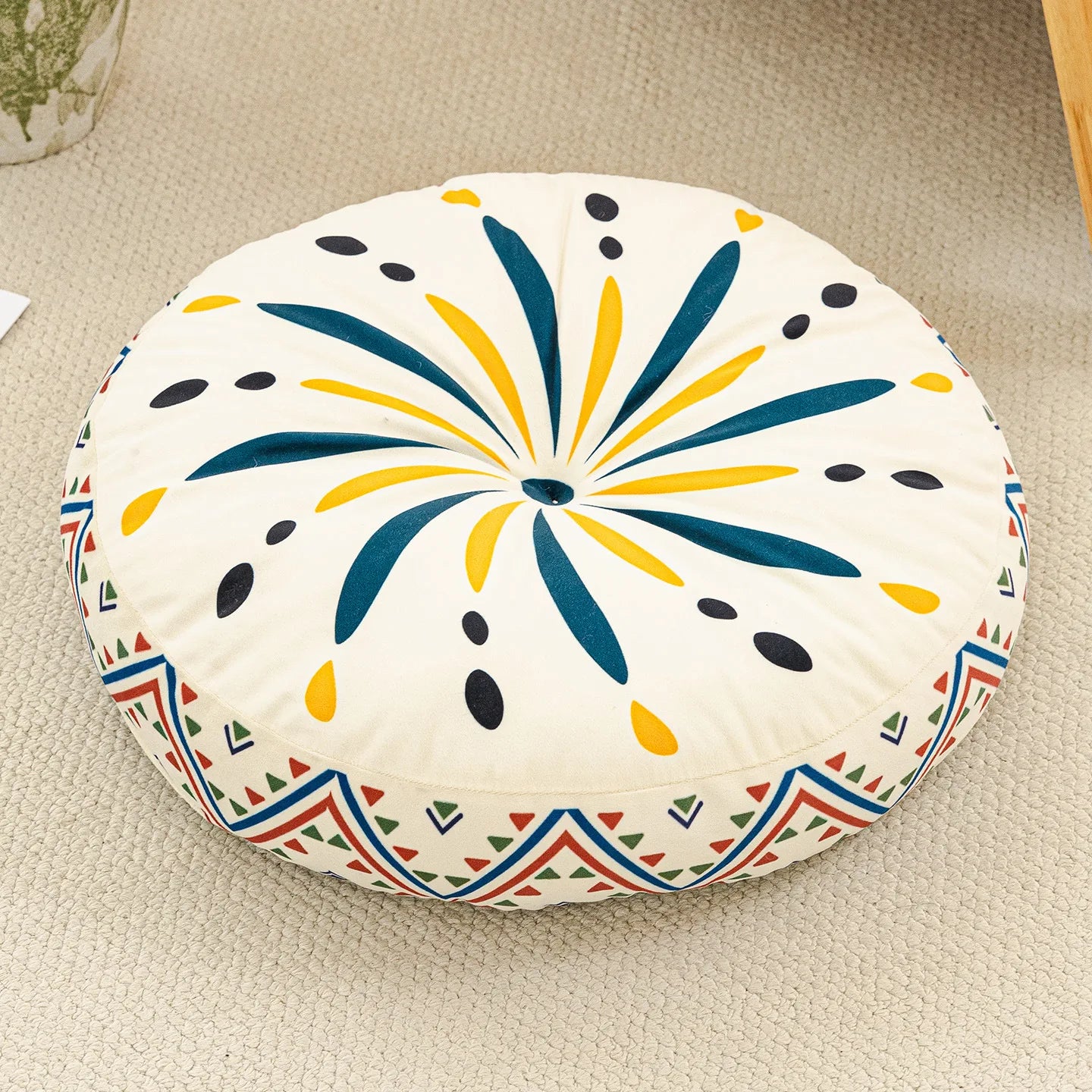 Bohemian Round Floor Cushion - Thickened Mandala Meditation Pillow, Soft Plush Tatami Seat Pad
