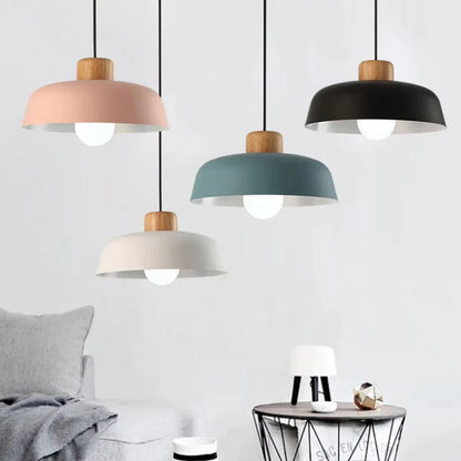 Nordic Wood Aluminum Pendant Lights Modern Hanging Lamps Kitchen Living Room Chandelier Lighting E27 LED Loft Lampara De Techo