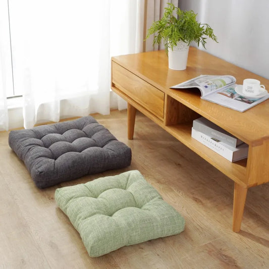 Linen Tufted Seat Cushion Square Large Floor Cushions Futon Meditation Yoga Thickened Floor Seating Pillow Tatami Kids Seat Pads