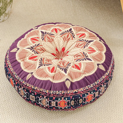 Bohemian Round Floor Cushion - Thickened Mandala Meditation Pillow, Soft Plush Tatami Seat Pad