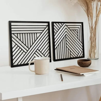 Geometric Metal Wall Art - Mid-Century Abstract Iron Hanging Sculpture for Living Room & Bedroom Decor