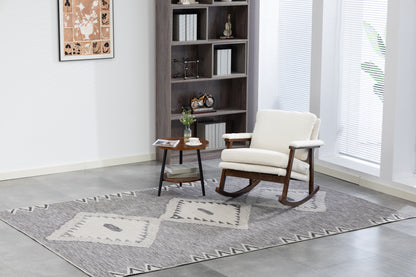 Mid Century Modern Accent Chair ,Rocking Chair with Wood Frame, Upholstered Living Room Chairs , Reading Armchair for Bedroom Sunroom