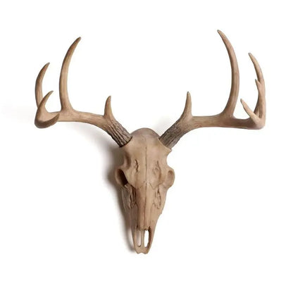 3D Nordic Resin Faux Deer Head Wall Mount - Rustic Antler Trophy Sculpture for Bedroom, Living Room, & Office Decor
