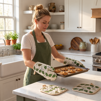 Fernley - Patterned Oven Mitt & Pot Holder Set (4 Pieces)